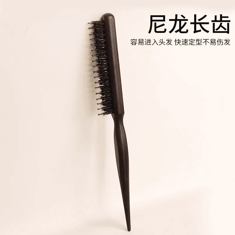 Boar Bristle Narrow Tooth Comb Hairdressing Three-Row Hair Comb Fluffy Styling Long Handle Makeup Pointed Tail Curly Hair Comb - image 2
