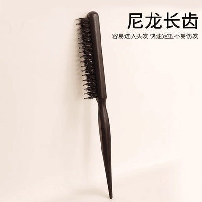 Boar Bristle Narrow Tooth Comb Hairdressing Three-Row Hair Comb Fluffy Styling Long Handle Makeup Pointed Tail Curly Hair Comb - image 2