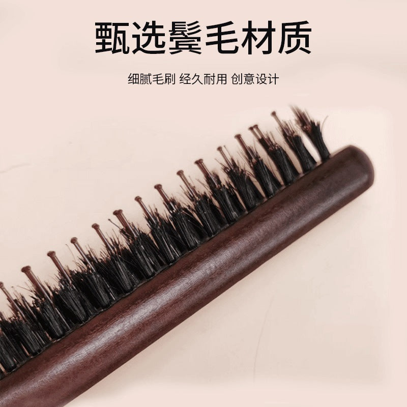 Boar Bristle Narrow Tooth Comb Hairdressing Three-Row Hair Comb Fluffy Styling Long Handle Makeup Pointed Tail Curly Hair Comb - image 4