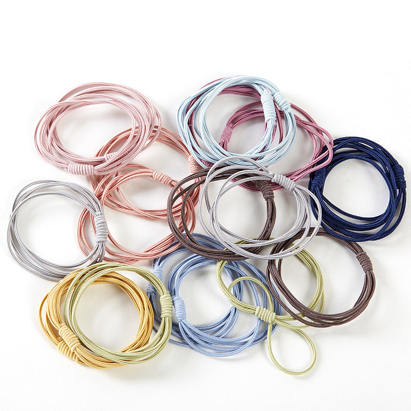 Korean Version of the New Four-In-One Internet Celebrity High-Elastic Rubber Band Hair Tie Durable Basic Hair Rope Simple Hair Accessories Headband - image 4