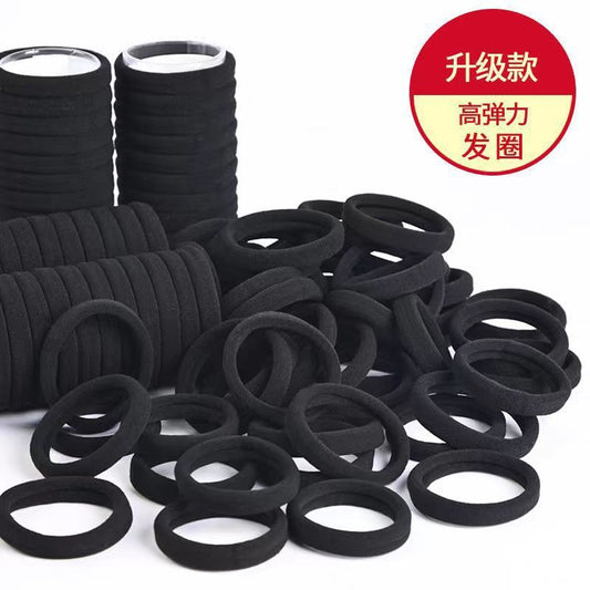 Black High Elastic Headband Towel Hair Band Amazon 4cm Seamless Hair Band Korean Style Rubber Band Hair Accessories for Women Wholesale - image 2