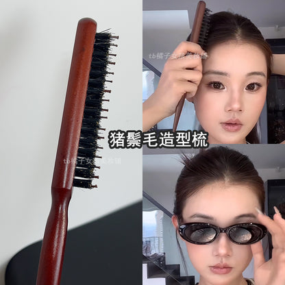 Boar Bristle Comb for Slicked-Back Hairstyles, Scalp Styling, Fine Hair Comb, High Crown Hair Parting Disappearing Comb, Kendall Jenner Style - image 2