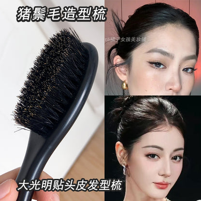Boar Bristle Comb for Slicked-Back Hairstyles, Scalp Styling, Fine Hair Comb, High Crown Hair Parting Disappearing Comb, Kendall Jenner Style - image 3