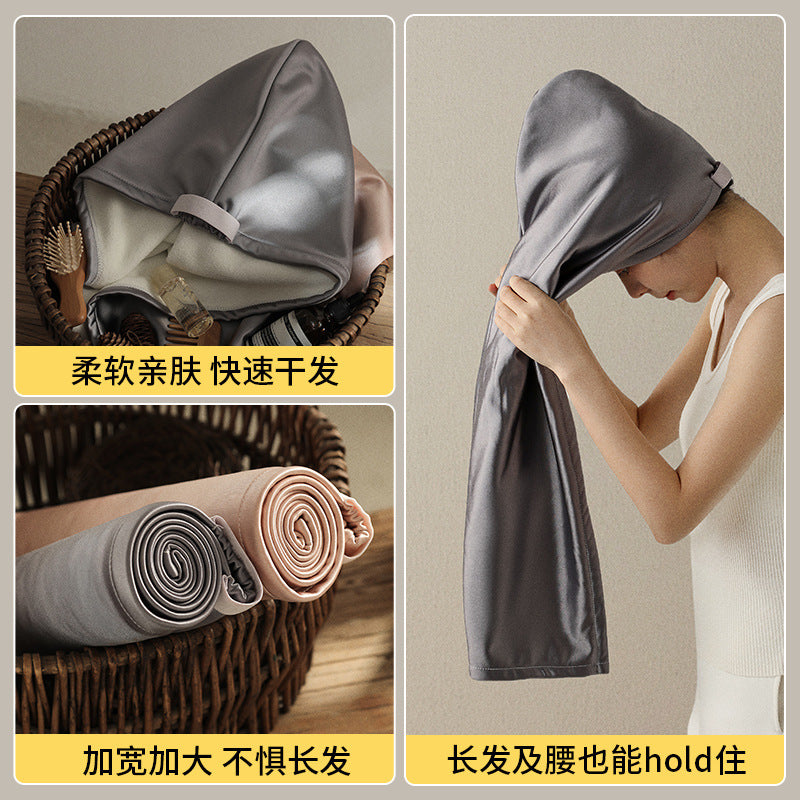 Satin Hair Drying Cap for Women 2025 New Model 7A Antibacterial Double-Layer Thickened Water-Absorbent Quick-Dry Home-Use Shower Cap Composite Hair Drying Towel - image 3