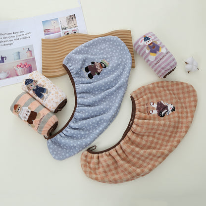 Factory Direct Supply Cute Zoo Embroidered Hair Drying Cap Coral Velvet Soft Absorbent Quick-Drying Shower Cap Adult Hair Drying Cap - image 3