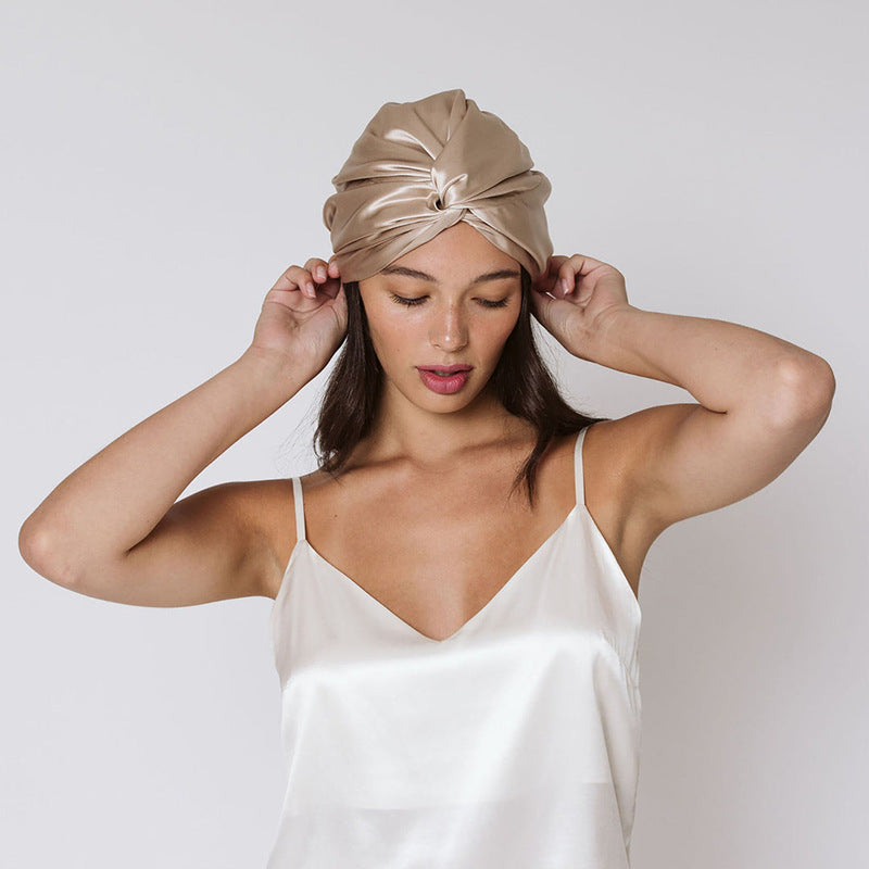 Double-Layer Silk Sleep Cap 100% Mulberry Silk Hair Care Cap Postpartum Silk Headscarf Cap Japan Amazon Cross-Border Customization - image 4