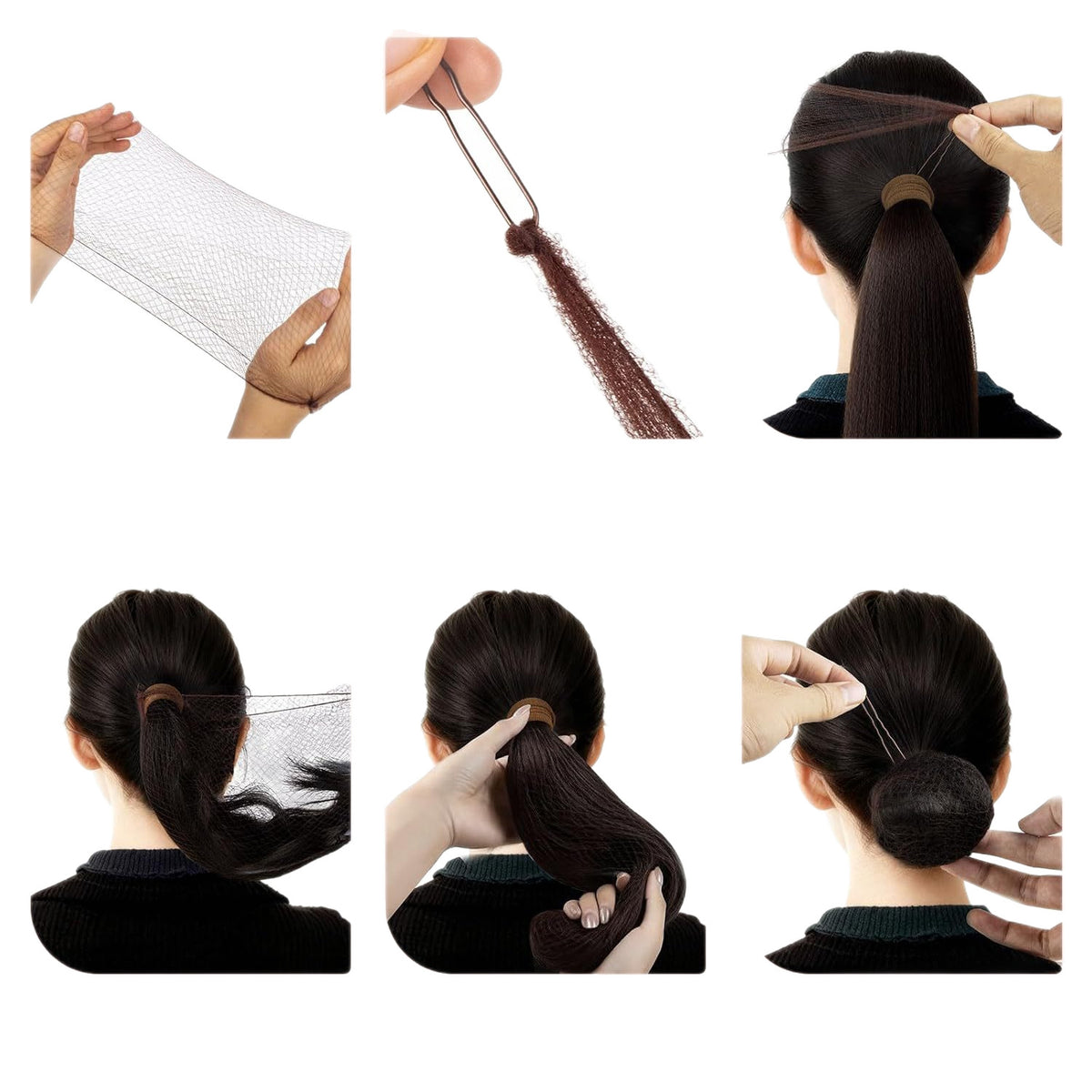 Cross-Border 385 Pieces of Hot-Selling Rubber Band Headband Invisible Hair Net Set U-Shaped Clip One-Word Clip Boxed Leather Hair Band - image 5