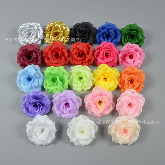 8cm Rose Silk Fabric Artificial Flower Dance Hand Flower DIY Hanfu Hair Accessory Headdress Flower Hairpin Wedding Decoration Flower - image 2