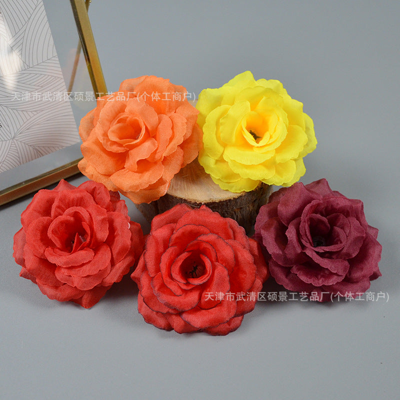 8cm Rose Silk Fabric Artificial Flower Dance Hand Flower DIY Hanfu Hair Accessory Headdress Flower Hairpin Wedding Decoration Flower - image 3