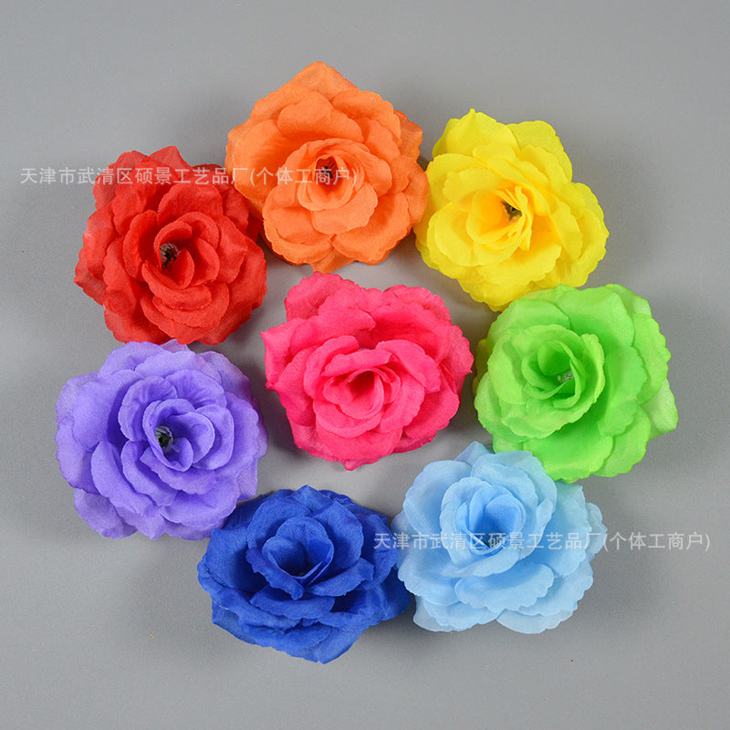 8cm Rose Silk Fabric Artificial Flower Dance Hand Flower DIY Hanfu Hair Accessory Headdress Flower Hairpin Wedding Decoration Flower - image 4