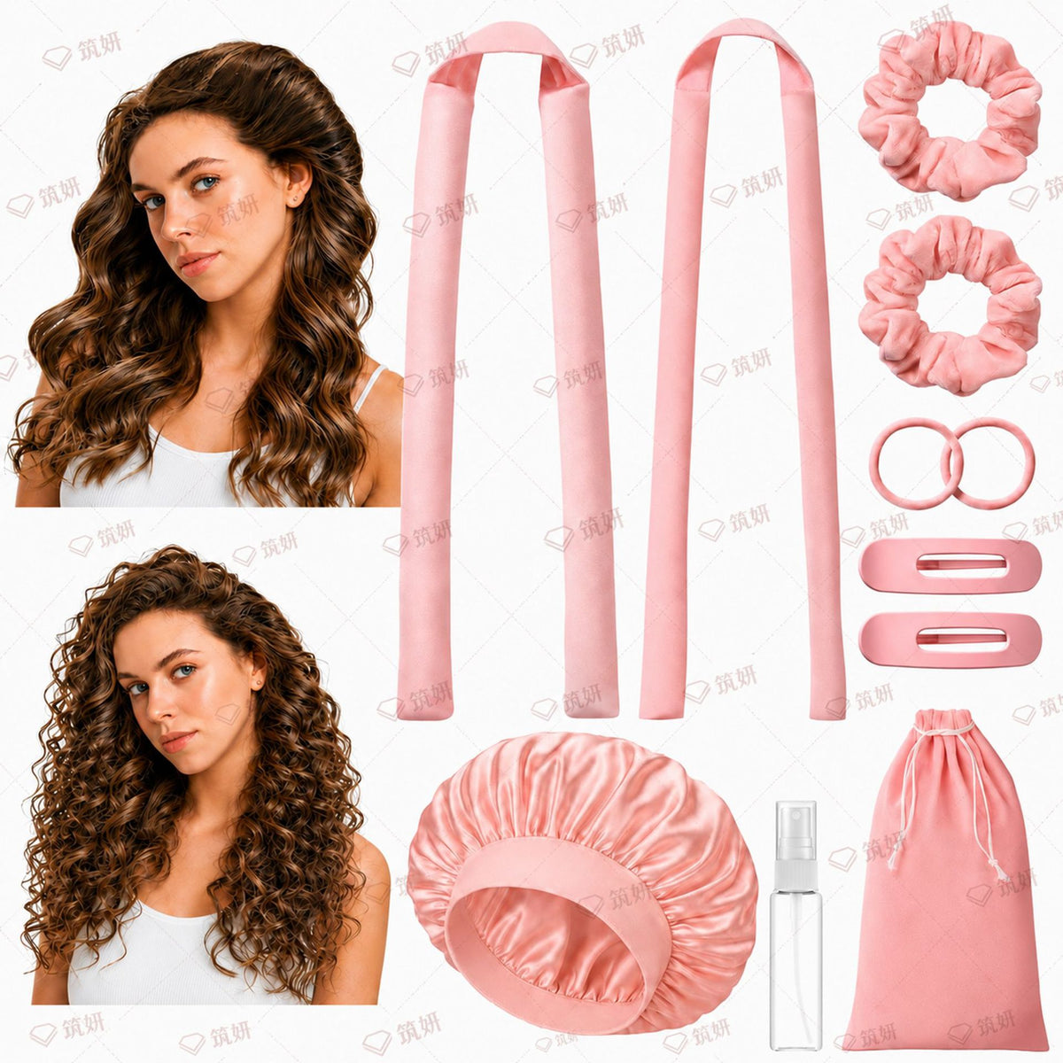 Cross-Border New Style Women's Hair-Free Cotton-Filled Heat-Free Curling Iron Sleep Hair Wavy Soft Curling Iron Lazy Curling Iron - image 1