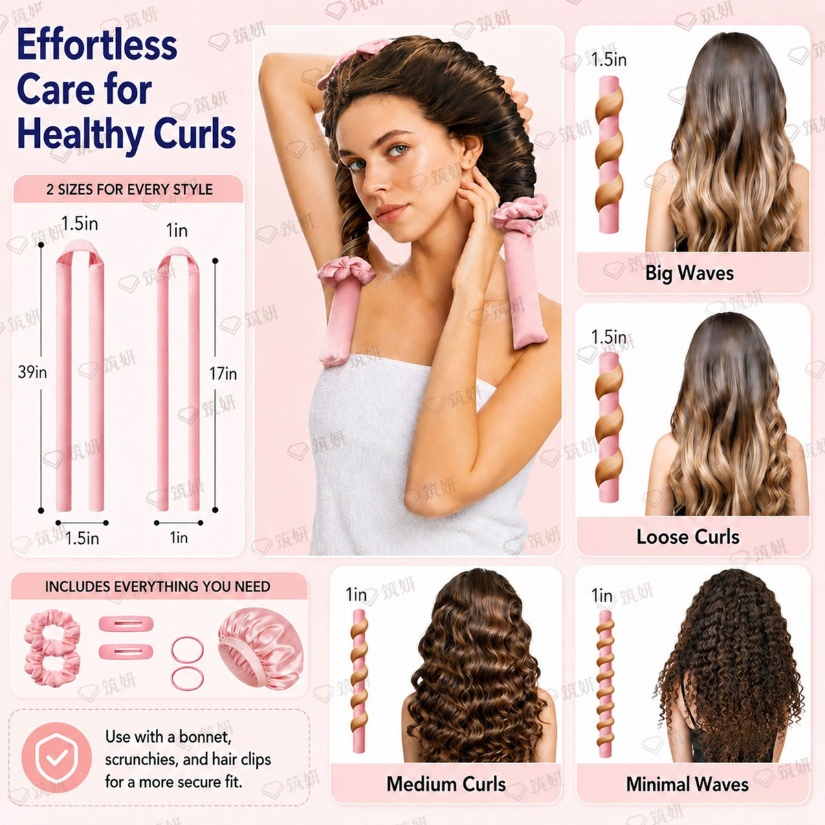 Cross-Border New Style Women's Hair-Free Cotton-Filled Heat-Free Curling Iron Sleep Hair Wavy Soft Curling Iron Lazy Curling Iron - image 4