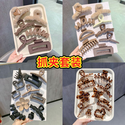 High-Quality Autumn and Winter Plush Large Hair Clip Set with a High-End Feel, Hairpin Clips for Updo at the Back of the Head, Shark Clip Hair Accessory - image 1