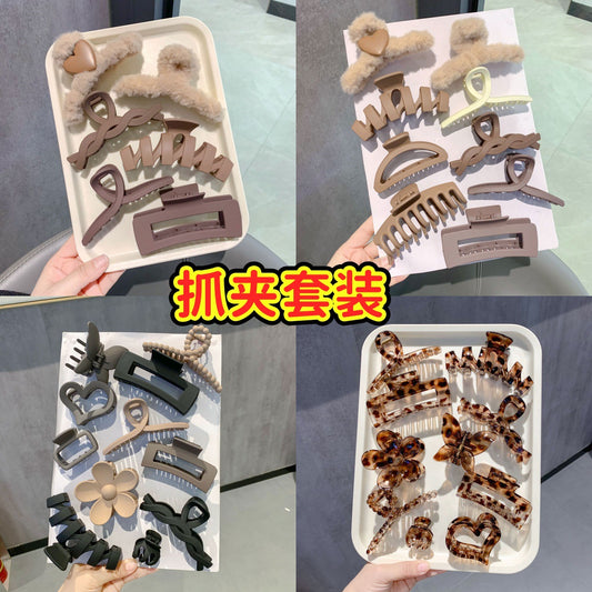 High-Quality Autumn and Winter Plush Large Hair Clip Set with a High-End Feel, Hairpin Clips for Updo at the Back of the Head, Shark Clip Hair Accessory - image 1