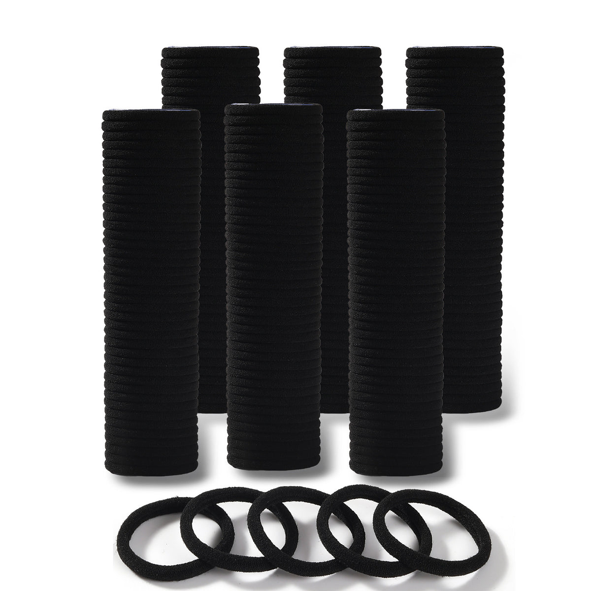 4cm Cross-Border Hot Selling Plain Ring High Elastic Hair Rope Seamless Rubber Band Does Not Hurt Hair Towel Ring Rubber Band Black Head - image 1
