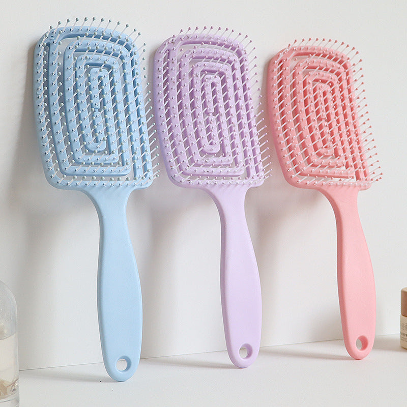 New Hollow-Out Square Comb Mosquito-Repellent Comb for Girls, Portable Hair Styling Comb, Fluffy and Close-Fitting Scalp Massage Paddle Comb - image 1
