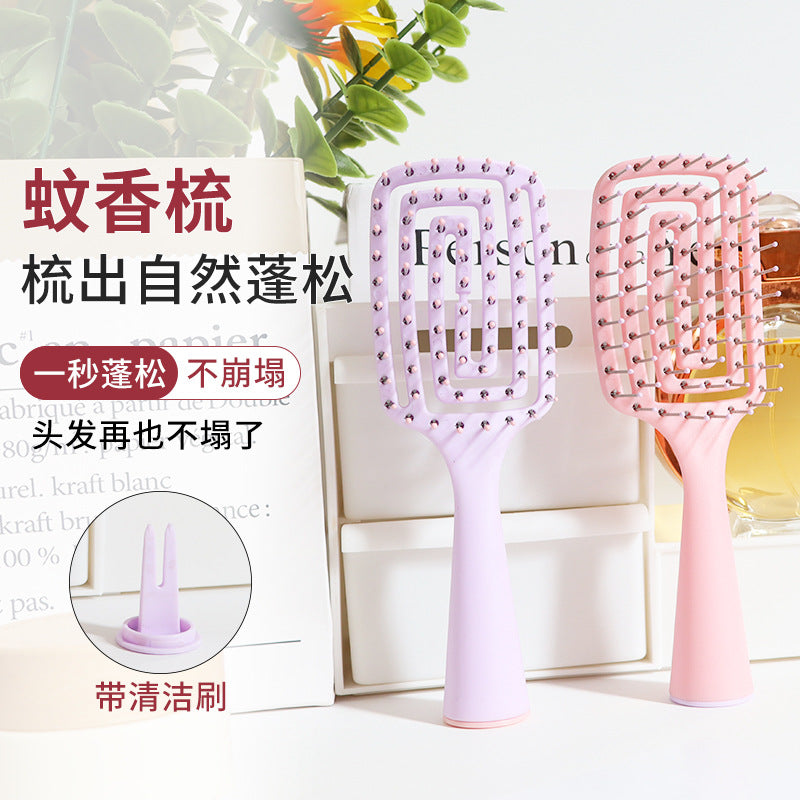 New Hollow-Out Square Comb Mosquito-Repellent Comb for Girls, Portable Hair Styling Comb, Fluffy and Close-Fitting Scalp Massage Paddle Comb - image 4