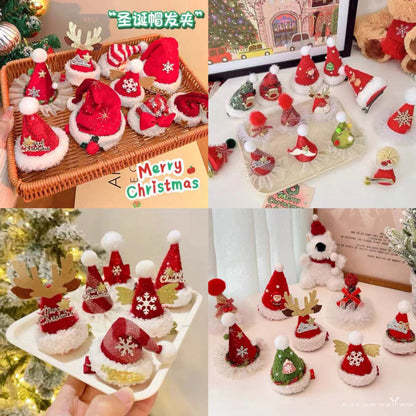 Three-Dimensional Christmas Hat Hairpin, Sweet and Versatile Bangs Clip, Duckbill Clip, Top Clip Hairpin, Christmas Hair Decoration Accessories - image 1