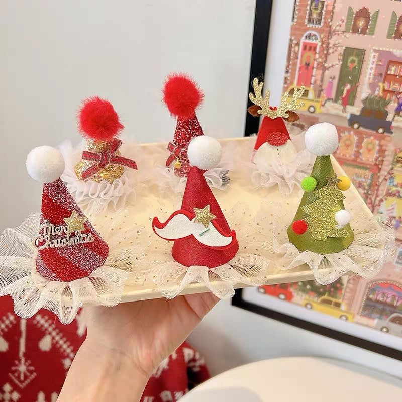 Three-Dimensional Christmas Hat Hairpin, Sweet and Versatile Bangs Clip, Duckbill Clip, Top Clip Hairpin, Christmas Hair Decoration Accessories - image 2