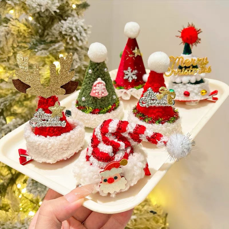 Three-Dimensional Christmas Hat Hairpin, Sweet and Versatile Bangs Clip, Duckbill Clip, Top Clip Hairpin, Christmas Hair Decoration Accessories - image 3