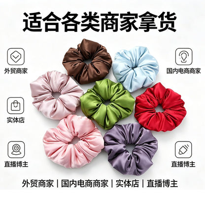30mm Silk Pillow Hair Tie 9.5cm Mulberry Silk Satin Hair Tie Silk-Filled Hair Tie Hair Accessory Silk for Women - image 2