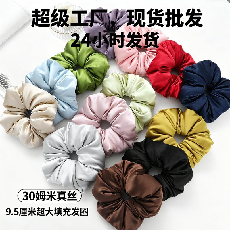 30mm Silk Pillow Hair Tie 9.5cm Mulberry Silk Satin Hair Tie Silk-Filled Hair Tie Hair Accessory Silk for Women - image 3