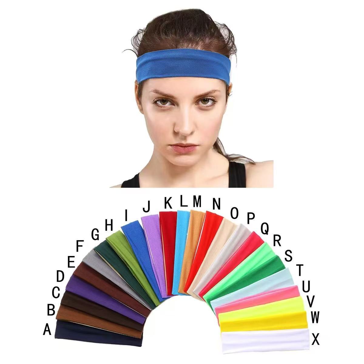 Amazon's Popular European and American Solid Color Headband, High Elastic Sports Headband, Sweat-Absorbent Headscarf, Yoga Headband, Headband, Headband - image 1
