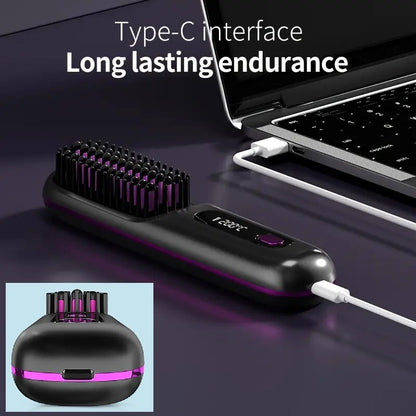 Portable Hair Straightener Brush Antiscald Hair Cordless Hair Straightener Brush
